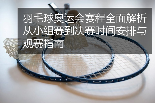 羽毛球奥运会赛程全面解析从小组赛到决赛时间安排与观赛指南